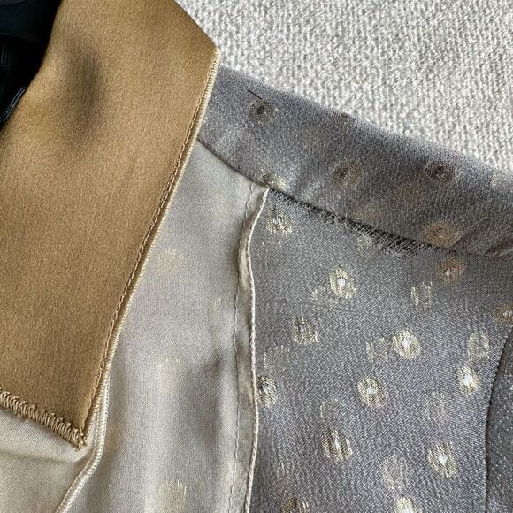 NWT RARE D&G Metallic Polka Dot Sheer Ruffle Front Silk Shirt Size 36 FLAW - Picture 7 of 7